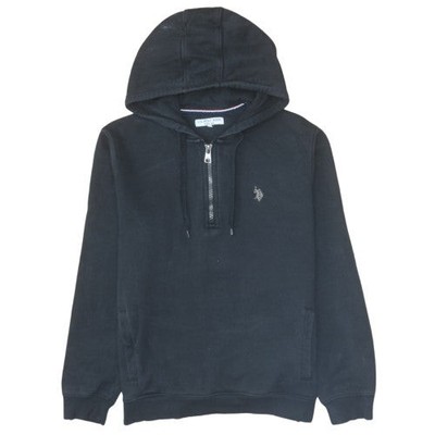 Herren UK Größe M U.S. Polo Assn. Schwarzer Hoodie mit 1/2 Reißverschluss