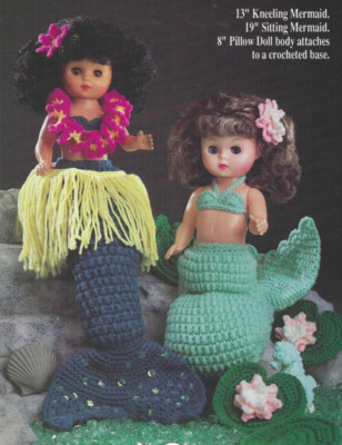 SEAMIST MERMAIDS-Clothes for 13'' & 19'' Doll--Fibre Craft-Crochet Pattern Leaflet