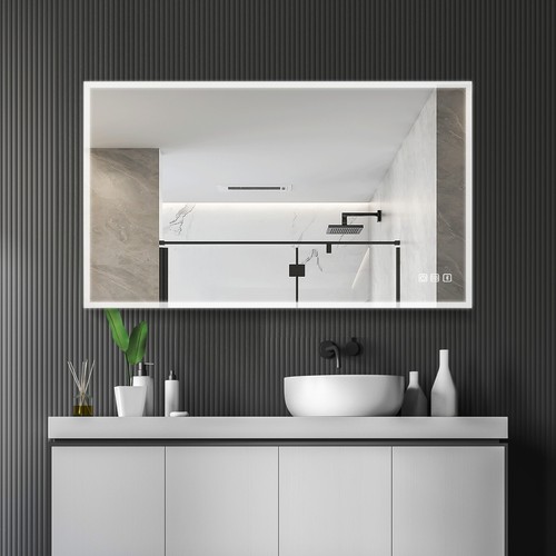 Large Lighted Bathroom Mirror Wall Vanity Mirrors Bluetooth Color Adjustable - Picture 2 of 10