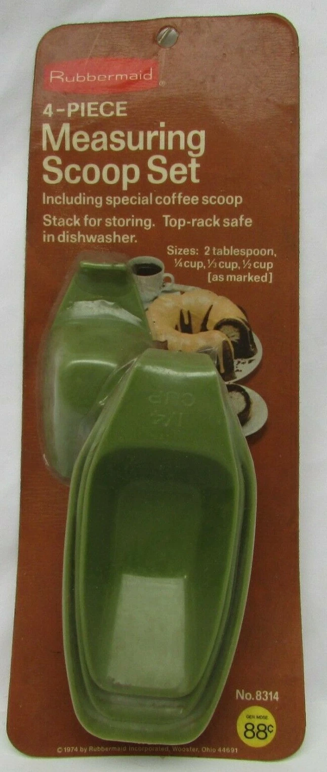 Vintage Rubbermaid Rare 4-Piece Measuring Scoop Set w/ Coffee Scoop NOS No.8314