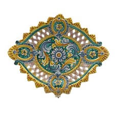 Centrotavola piatto vassoio decorato a mano in ceramica di Caltagirone L. 36 cm