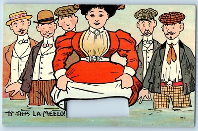 Humor Postcard Cut Open Novelty Fat Woman Is This Meelo c1910's Unposted Antique