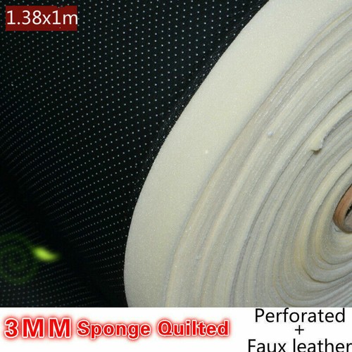 Vinyl Faux Leather Fabric Perforated Sponge Quilted Car Upholstery Material - Picture 4 of 21
