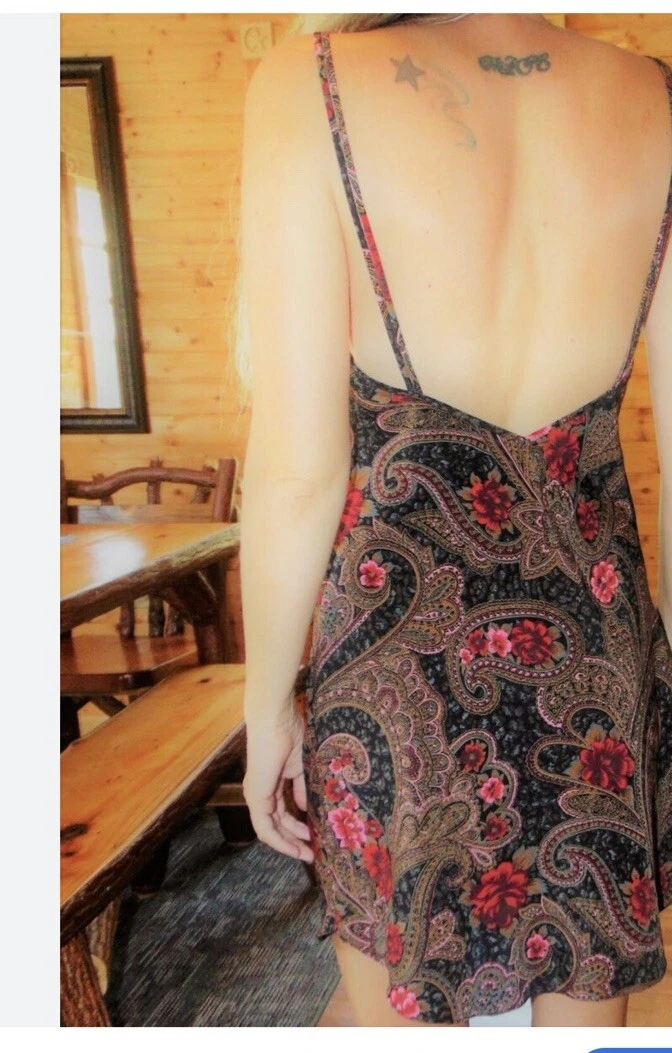 UNDERCOVER VICTORIAS SECRET Mini Abito Donna Slip On Pizzo Paisley Tg S Sexy Lounge Y2K