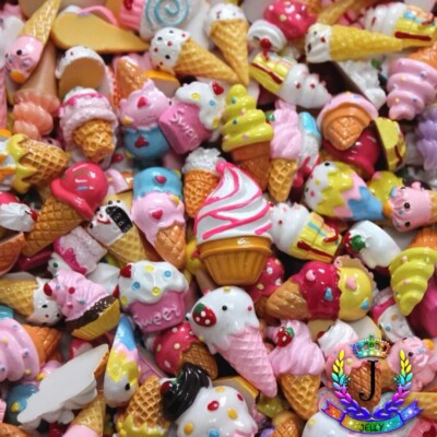 Kawaii ice cream assortment random charms 20 pcs 3D nail art