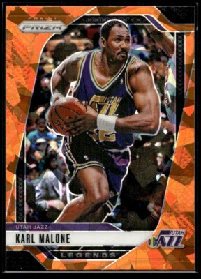 2024-25 Panini Prizm Orange Cracked Ice Karl Malone #289 Jazz
