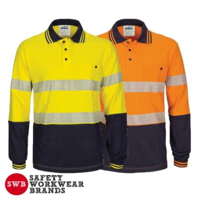 DNC Workwear Mens Hi Vis Segment Reflective Tape Cotton Jersey Polo ...