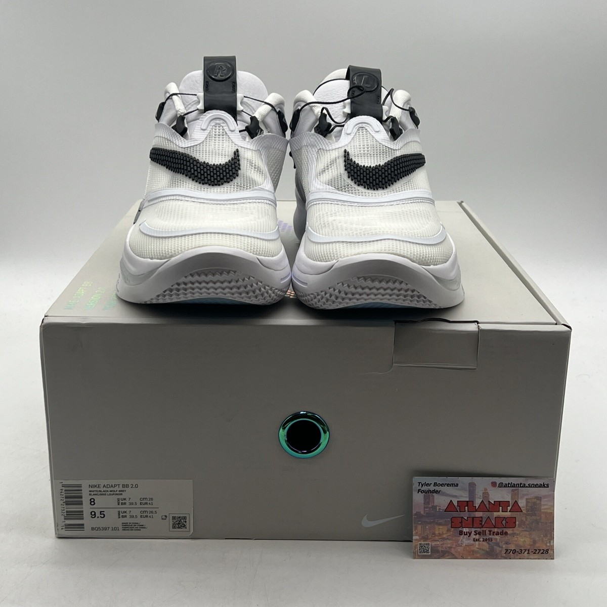 Size 8 - Nike Adapt BB 2.0 White Cement Black (BQ5397-101