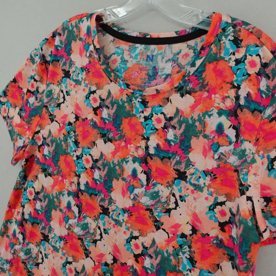 Camisa de dormir Natori para mujer mediana manga corta multicolor estampado floral elástica Foto 4 de 4