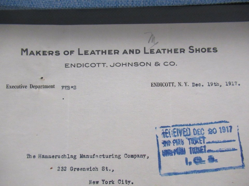 1917 Antique Signed Document, Endicott, Johnson & Co. NY, Makers ...