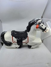Vintage 80s White Plastic Blow Mold Spring Ride-On Rocking Horse Swing