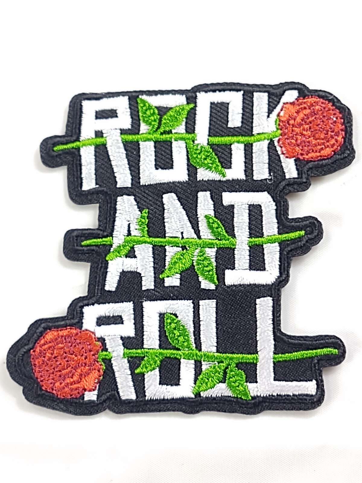 Rses Patch Rock And Roll Embroidered Patch Red Roses Green Stems Music Merch | eBay