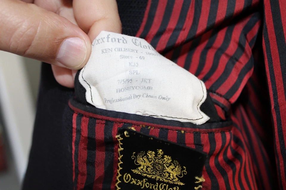 CHAQUETA BLAZER VINTAGE AZUL MARINO OXXFORD PANAL DORADO METAL BOTÓN talla 44L abrigo Foto 4 de 4