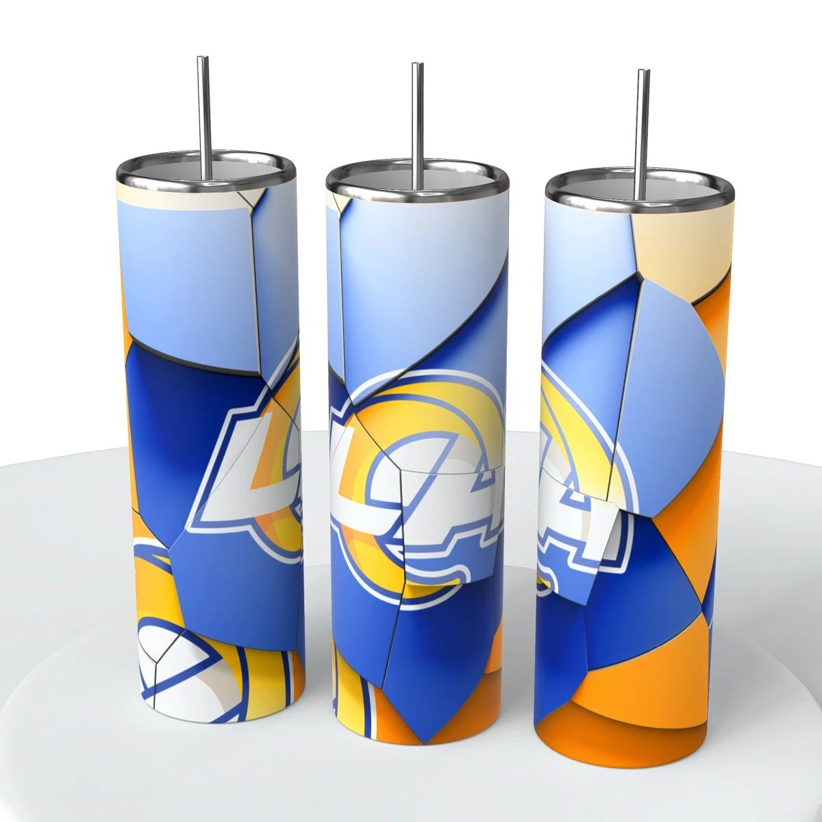 Abstract Blocks football Skinny Steel Tumbler with Straw, 20oz