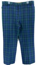 Vtg Jayros Golf Pants Men's 34/36 Blue Green Tartan Plaid Grandpacore Punk Ugly