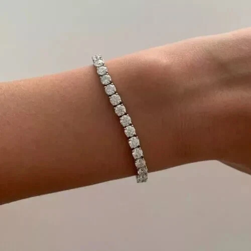 VALENTINO Bracciale Tennis 10 CT Taglio Tondo Diamanti Creato in Laboratorio Finitura Oro Bianco 14K