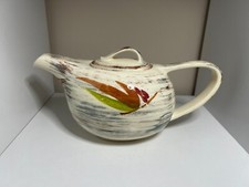 Vintage Aladdin Teapot Brush Leaf Gray Rust N...