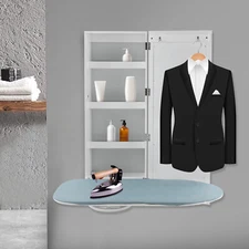 Wall Ironing Board, Wall Mount Iron Board Holder, and Storage & Mirror Hide Away