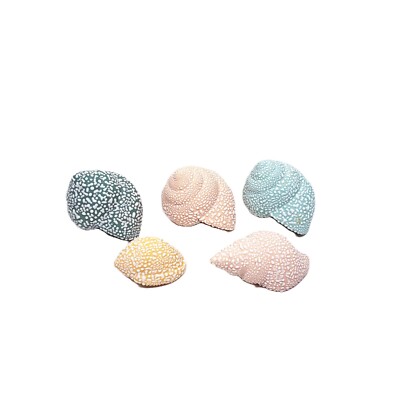 Ceramic Seashell Set Lot x5 Beach Home Decor Snail Shell Blue Pink Speckle