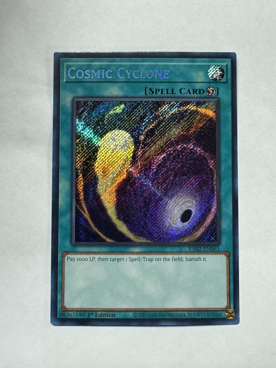 cyclone yugioh card Cosmic Cyclone RA02-EN061 1st Edition Secret Rare Rarity Collection II  Yu-Gi-Oh!