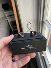 Moss Bros Dress Cuff Links. Black chrome For Formal Dress Ware Boxed. 