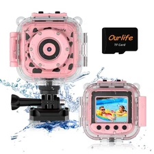 Ourlife Waterproof Camera for Kids 1080P HD Kids Digital Action Camera