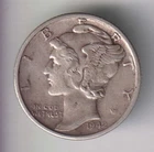 1942-S MERCURY DIME 10¢ SAN FRANCISCO 90% SILVER COIN UNITED STATES MINT