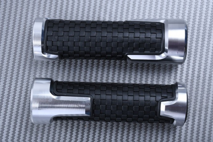 Poignées moto en alu anodisé et caoutchouc grip confort 22 24mm