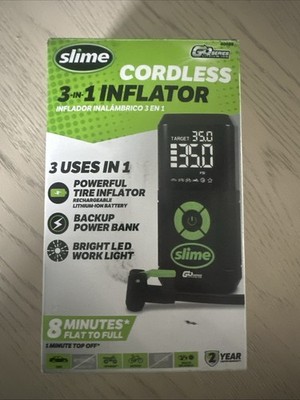 Slime Cordless 3-in-1 Tire Inflator Power Bank & LED Light Open Box
