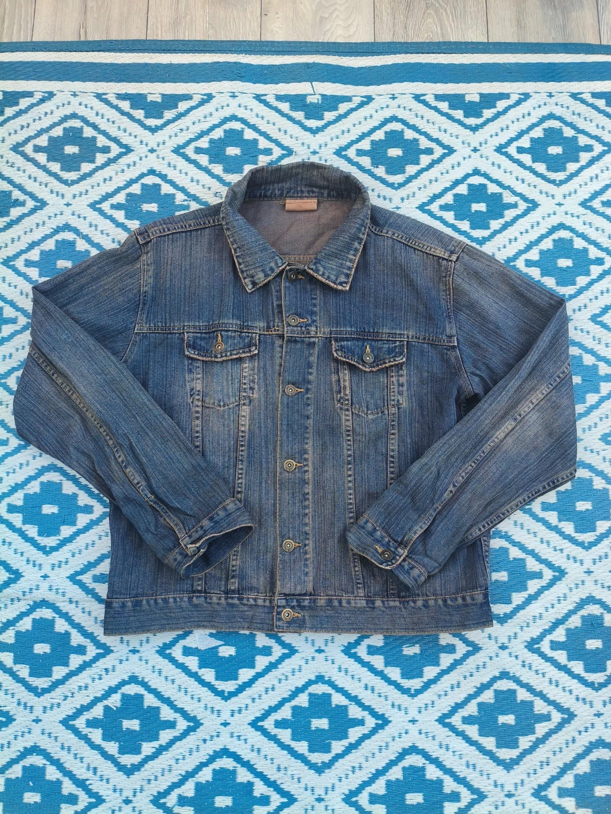 Vintage Edition Denim Jacket Mens Size XL Blue Hip Length 80s Cotton, VGC