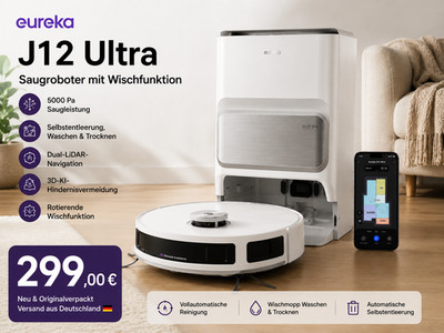 Eureka J12 Ultra Saugroboter Wischfunktion LiDAR 3D Neu