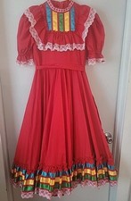 Mexican Folklorico Red Dress Jalisco Dance Artisan Made See Pics 4 Measurements