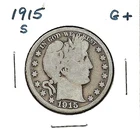 1915 "S" BARBER HALF DOLLAR***G+***