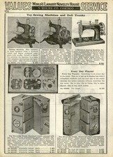 Máquina de coser de juguete con anuncio de papel 1938 hierro eléctrico Streamline Bissell Little Queen