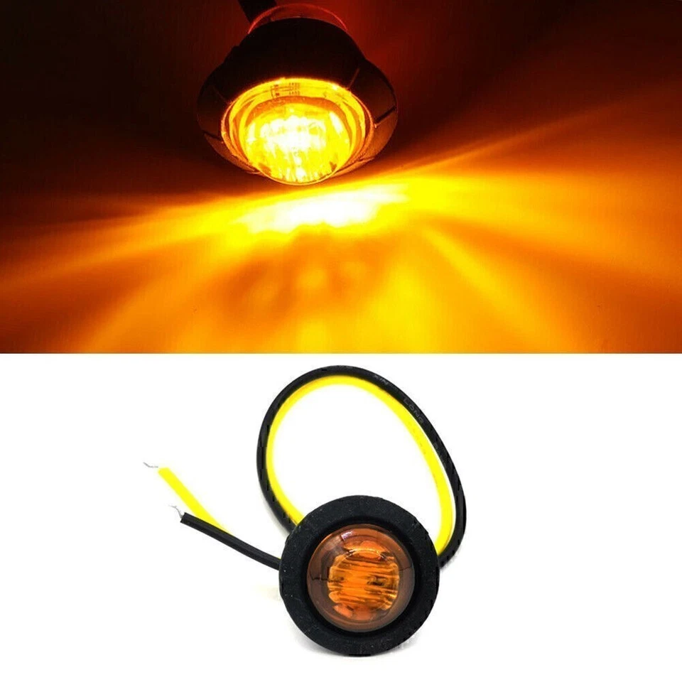 10x 3/4'' LED Amber Side Marker Lights Truck Trailer Side Bullet Clearance Light - Image 3 of 4