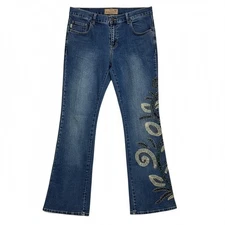 Crest Jeans Women's Bootcut Embellished Jeans W13/14 Blue Denim Flare