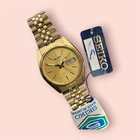 Vintage Seiko 5 SNxJ-89 Automatic 7009-3111 Gold Dail Fluted Bezel Men,s Japan