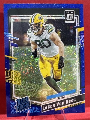2023 Donruss Optic Blue Glitter Lukas Van Ness RC #240 Green Bay Packers