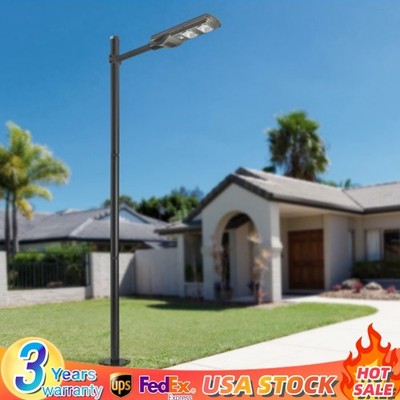 Outdoor Street Light Pole Courtyard Parking Lot Lighting Lamp Post W/Ground Cage