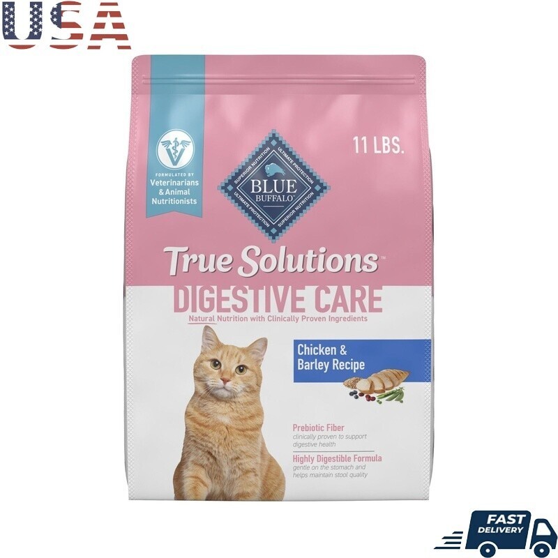 Natural Dry Cat Food Digestive Care Chicken 11lb High Protein Prebiotic Fiber US