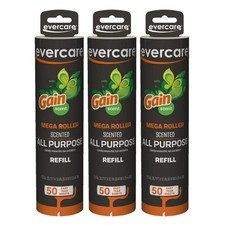 Pack of 3 Gain Scented All-Purpose Mega Lint Roller Refill Rolls, 50 Sheets Each