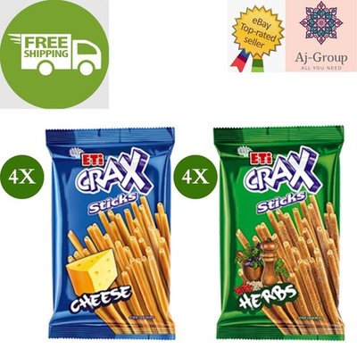8 Pack X ETi Crax Cheese & Herbs Flavor Biscuit Sticks (45 Gram) FREE SHIPPING 