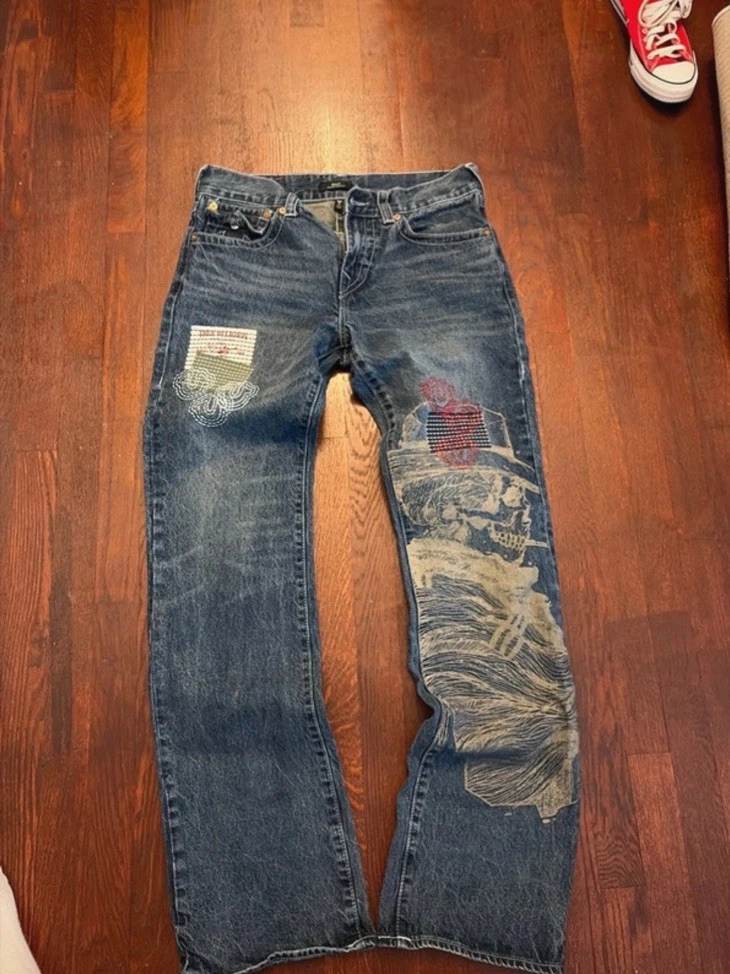 True Religion World Tour Blue Jeans for Men for sale - eBay
