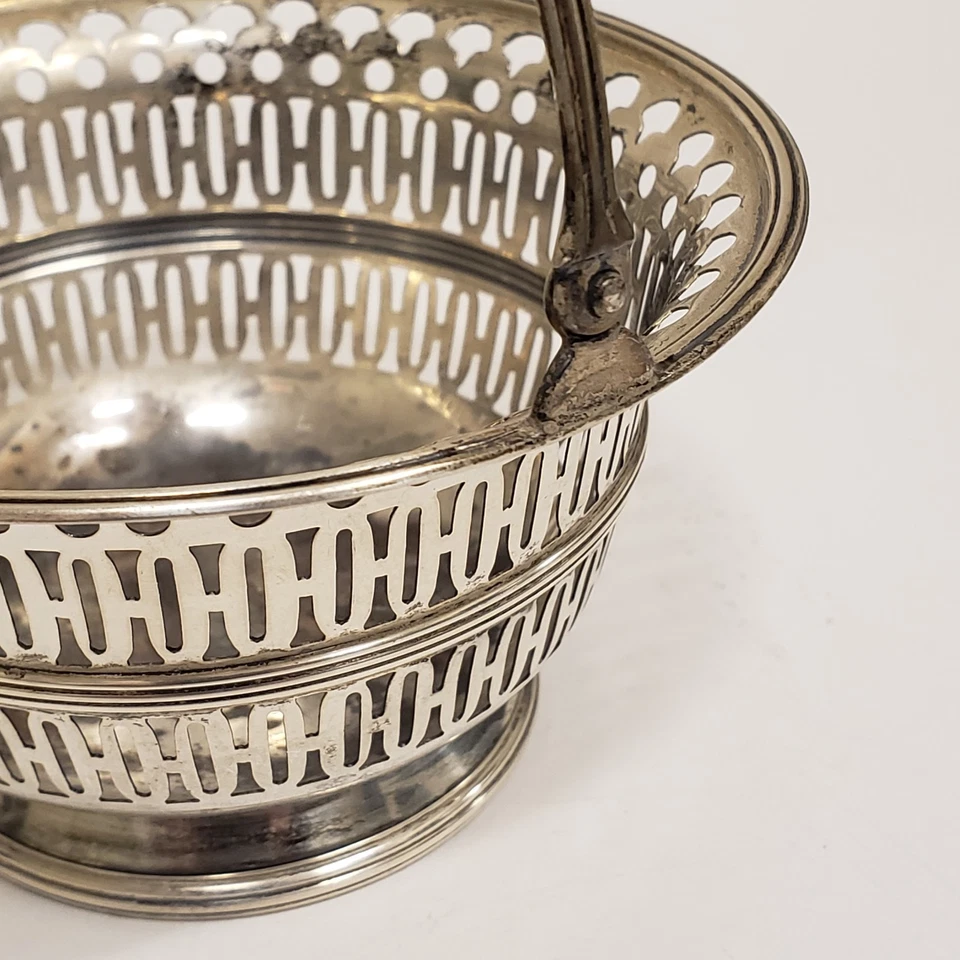 Vintage Antique Watson Co Sterling Silver Reticulated Basket Swing Handle  - Image 3 of 4