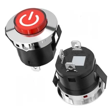 New! Start Power Button On/Off Switch Chrome Lip, 3 Prong, LED light. Set of 2!