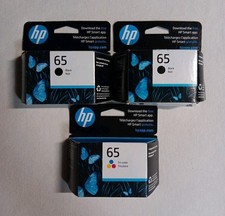 Genuine HP 65 Black 2 Tri Color Ink Cartridges OEM N9K02AN Sealed Lot Of 3