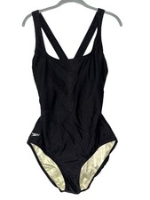Speedo Womens Black Crossback Swimsuit Size 14