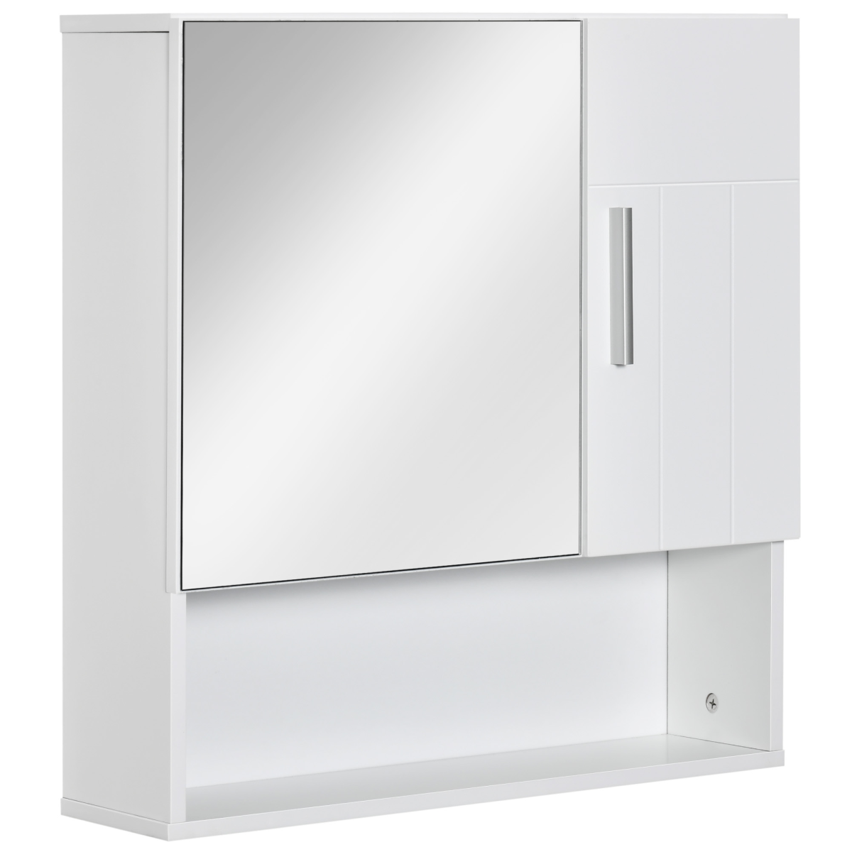 kleankin Bathroom Mirror Cabinet Wall Mount Storage Organizer with Door - White