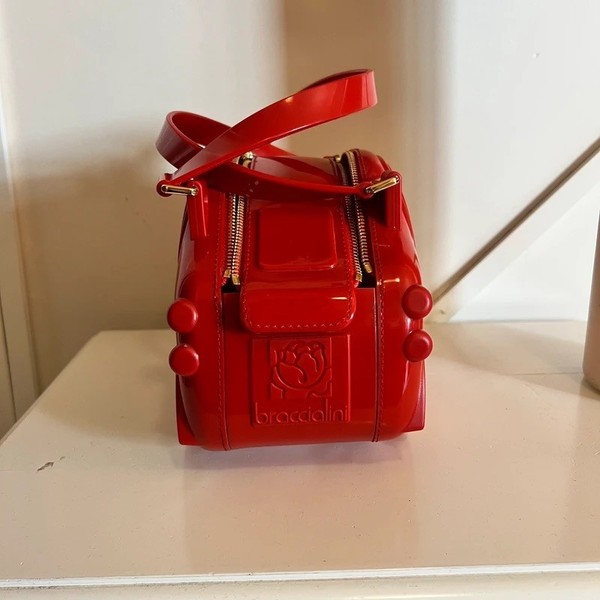 Damentaschen Borsa da donna Braccialini  lItalien geprägte weiße Lederhandtasche