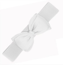 Banned Apparel White Stretchy Bow Belt
